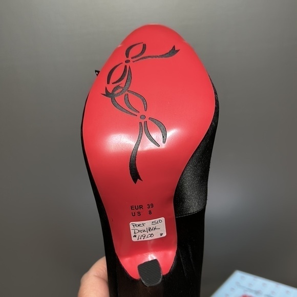 Poetic Licence heel dazzling black size 7.5 new in box satin fabric with glam - Picture 8 of 13